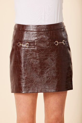 Aubrey Faux Croc Mini Skirt