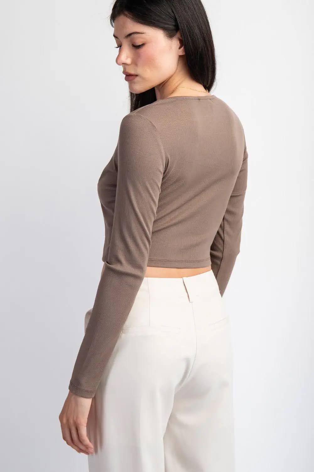 Mocha Ribbed Corset Top