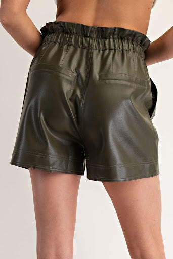 The Statement Waist Faux Leather Shorts